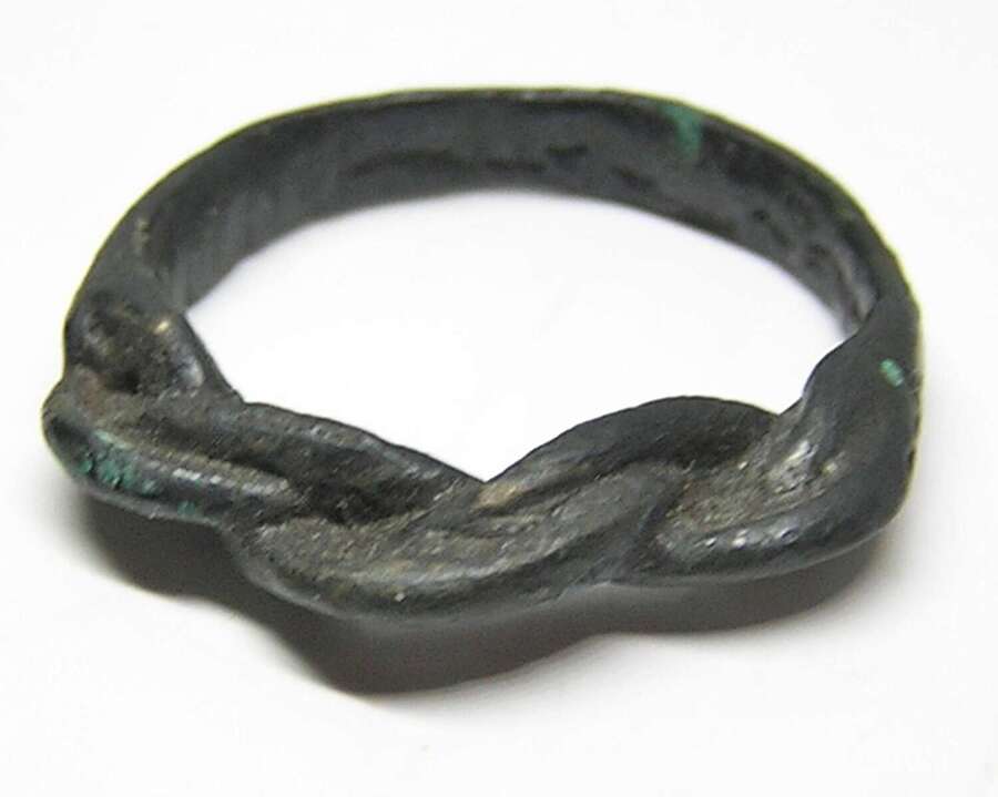 Early Medieval Viking period bronze plaited finger ring wedding "fates" of men type