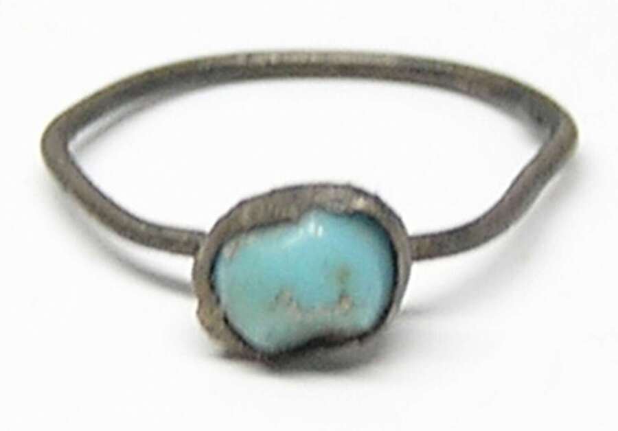 Medieval silver turquoise paste baby ring