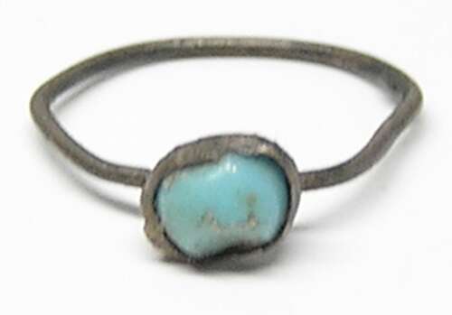 Medieval silver turquoise paste baby ring
