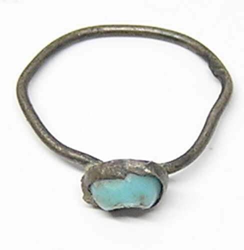 Medieval silver turquoise paste baby ring