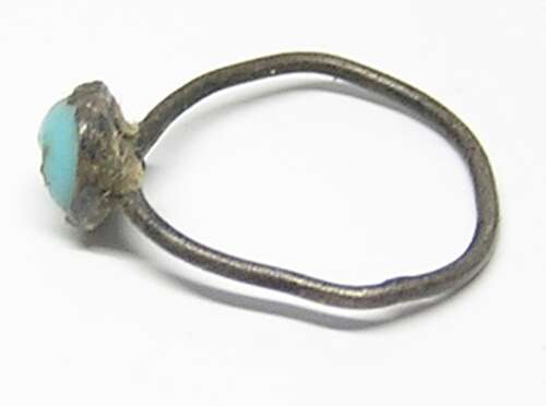 Medieval silver turquoise paste baby ring