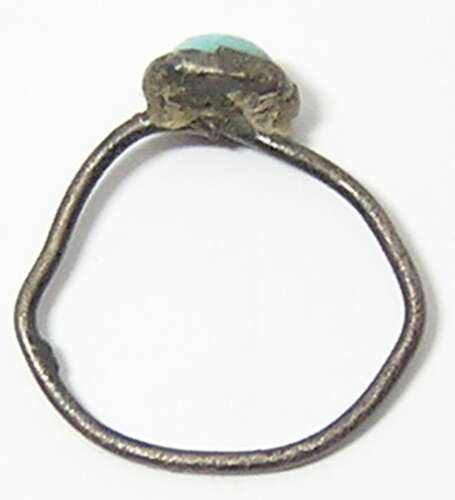 Medieval silver turquoise paste baby ring