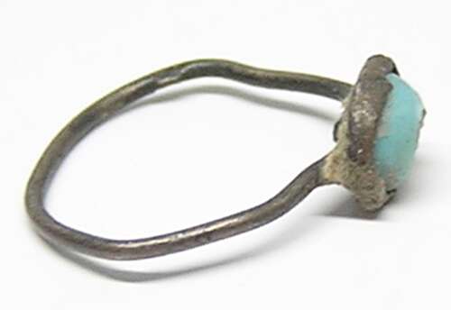 Medieval silver turquoise paste baby ring
