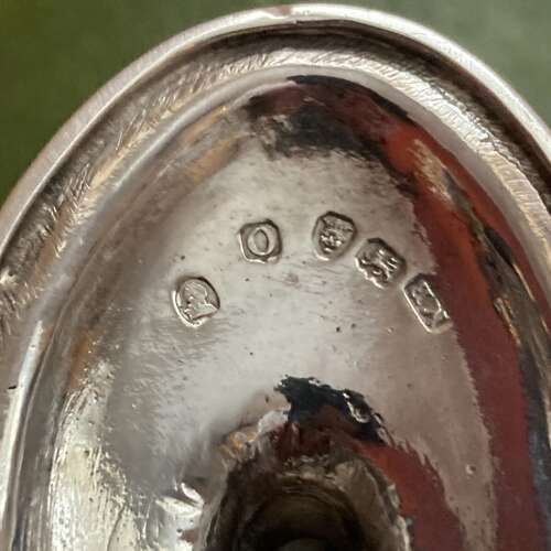 Pair of Georgian silver WhaleTail Salts with Crests by Moses Brent of London