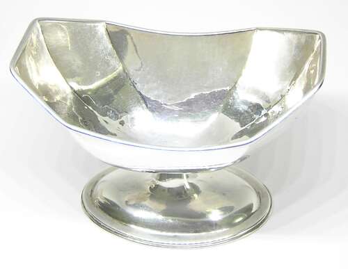 Pair of Georgian silver WhaleTail Salts with Crests by Moses Brent of London