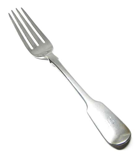 Victorian solid silver table fork by John James Whiting