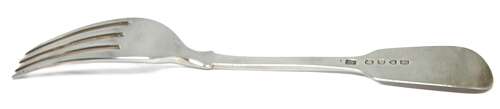 Victorian solid silver table fork by John James Whiting