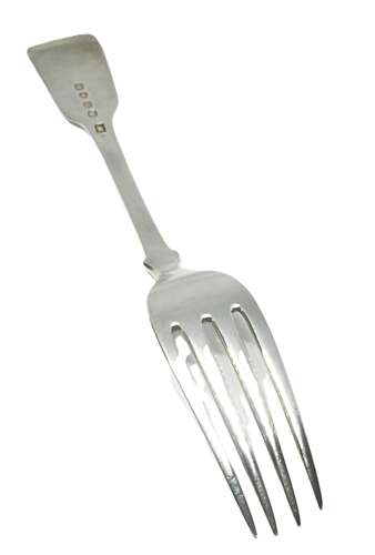 Victorian solid silver table fork by John James Whiting