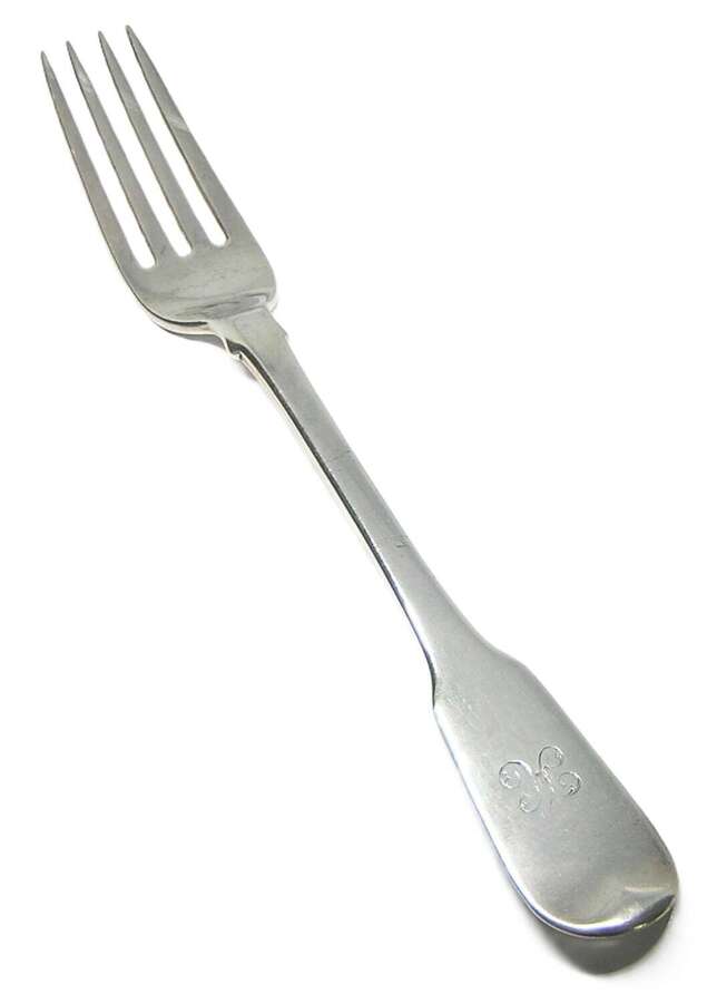 Georgian solid silver table fork by Thomas Wilkes Barker