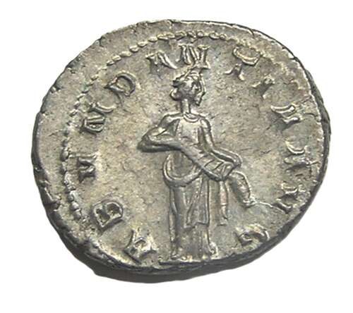 Ancient Roman silver Antoninianus of Emperor Trajan Decius / Abundance