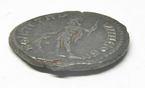 Ancient Roman silver denarius of Caracalla / Mars