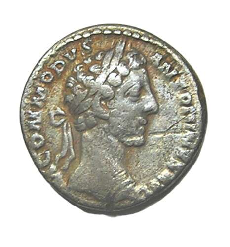 Ancient Roman Silver Denarius of Emperor Commodus / Trophy & Captives
