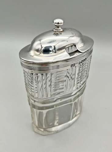 Georgian crested silver & cut glass mustard pot by William Bateman