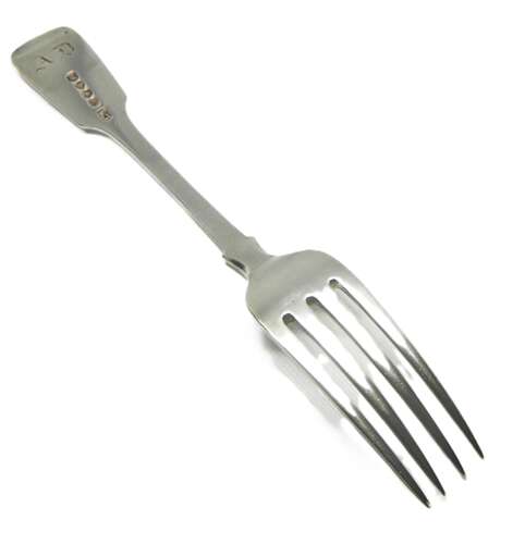 William IV solid silver dessert fork by Charles Shipway