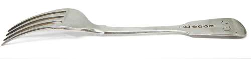 William IV solid silver dessert fork by Charles Shipway
