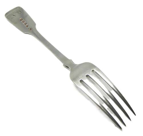 William IV solid silver dessert fork by Charles Shipway