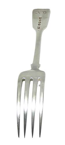 William IV solid silver dessert fork by Charles Shipway