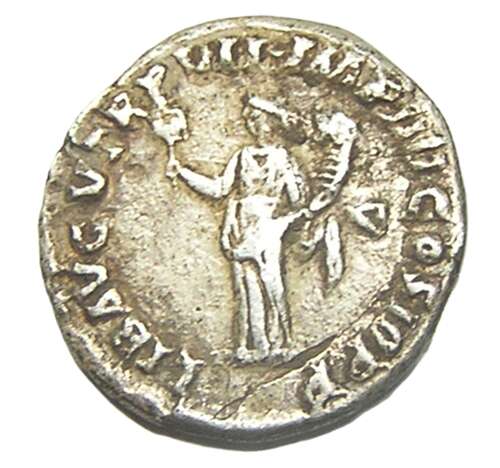 Ancient Roman Silver Denarius of Emperor Commodus / Liberalitas