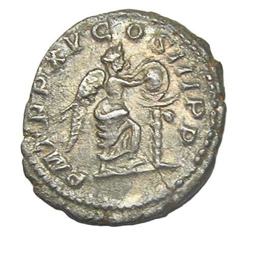Ancient Roman silver denarius of emperor Septimus Severus / Victory