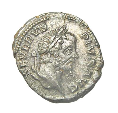 Ancient Roman silver denarius of emperor Septimus Severus / Victory