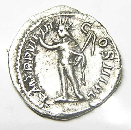 Ancient Roman Silver Denarius of Emperor Severus Alexander / Sol the Unconquered Sun