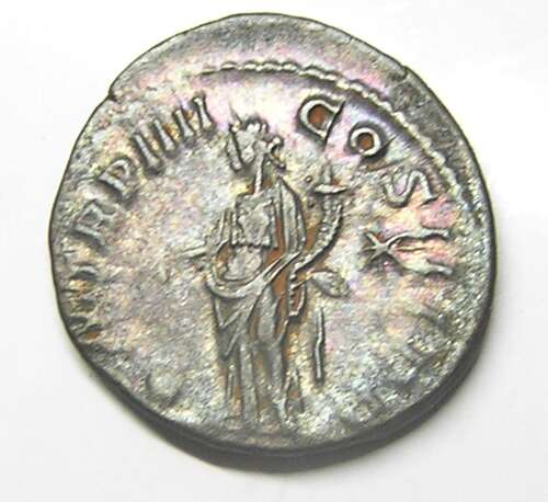 Ancient Roman Silver Denarius of Emperor Elagabalus / Providentia