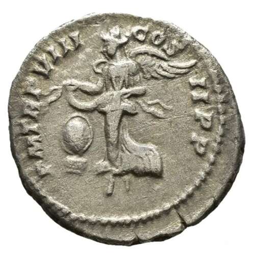 Ancient Roman silver denarius of Septimus Severus / Greatest Conqueror of the Parthians