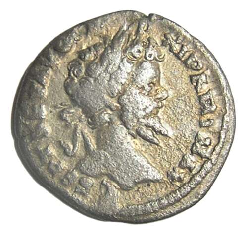 Ancient Roman silver denarius of emperor Septimus Severus / Victory Parthia Captive