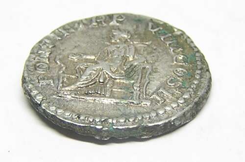 Ancient Roman silver denarius of Caracalla / Salus