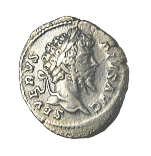 Ancient Roman silver denarius of emperor Septimus Severus / Great victory over Parthia