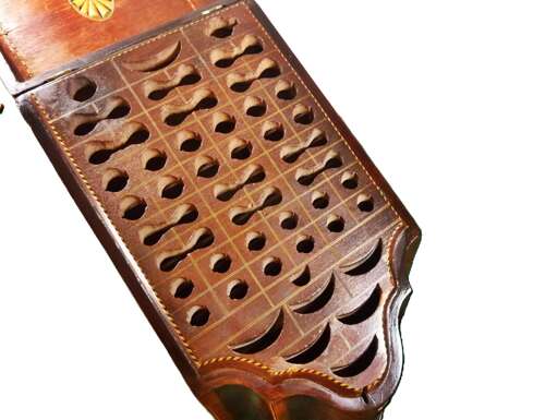 Georgian inlaid flame mahogony knife box canteen with fitted interior