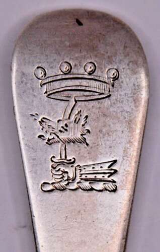 Queen Anne Britannia silver rat-tail dessert spoon South Sea Company