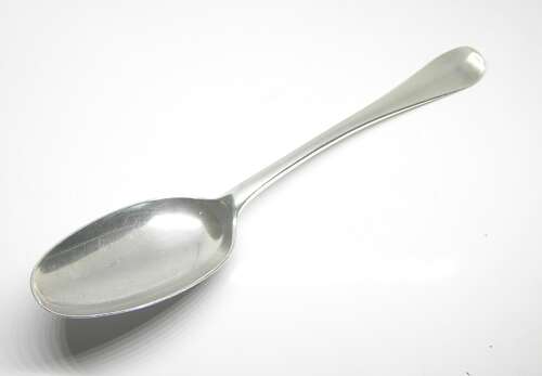 Queen Anne Britannia silver rat-tail dessert spoon South Sea Company