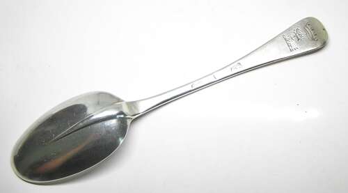 Queen Anne Britannia silver rat-tail dessert spoon South Sea Company