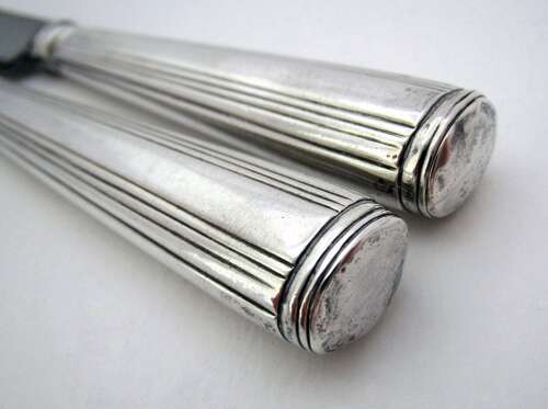 Royal Pair of Prince of Wales Georgian silver dessert/table knives by Moses Brent