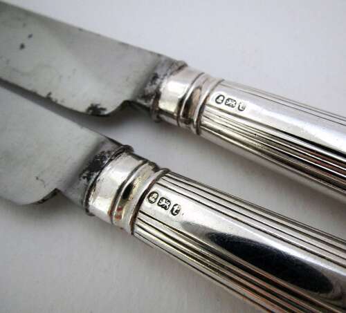 Royal Pair of Prince of Wales Georgian silver dessert/table knives by Moses Brent