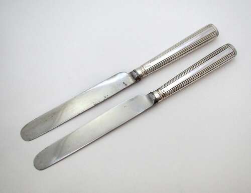 Royal Pair of Prince of Wales Georgian silver dessert/table knives by Moses Brent