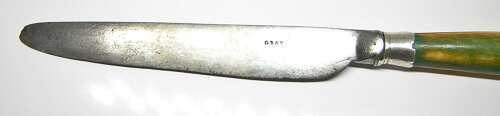 Georgian English green dining set of knife and fork by Gray