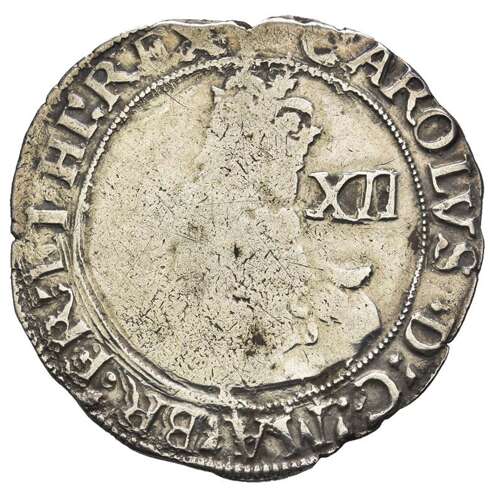 Charles I Silver Shilling. Tower mint; i.m: tun. Group E